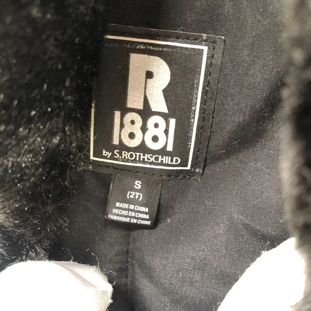 Rothschild Girls 2T Winter Coat Jacket Faux Fur Plush Leopard Black White Hooded